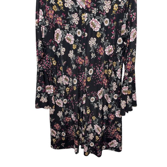 Karen Kane Floral Dress Black Pink Boho Plus Size 0X Long Sleeve - Picture 11 of 12